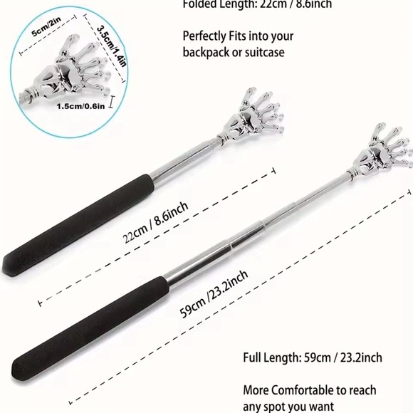 New skeleton hand stainless steel retractable back scratcher - Picture 2 of 2